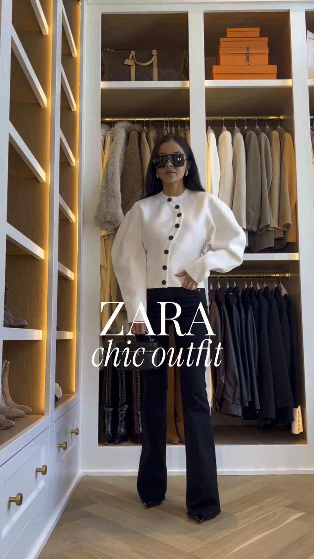 Chic Zara outfit
Zara cardigan 
Veronica beard flared denim
Wearing a 24
Amazon sunglasses 

#LTKootd #LTKOver40 #LTKPetite