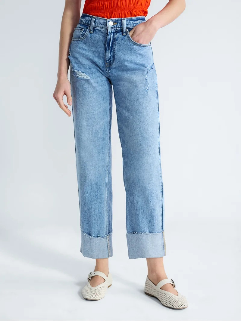 Free Assembly Women's Hr Strt Cuff Crp Jn, Sizes 0-16 | Walmart (US)