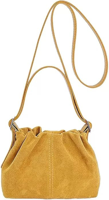 Women Vintage Suede Handbag Small Tote Bag Drawstring Bucket Bag Faux Suede Crossbody Bag Everyda... | Amazon (US)