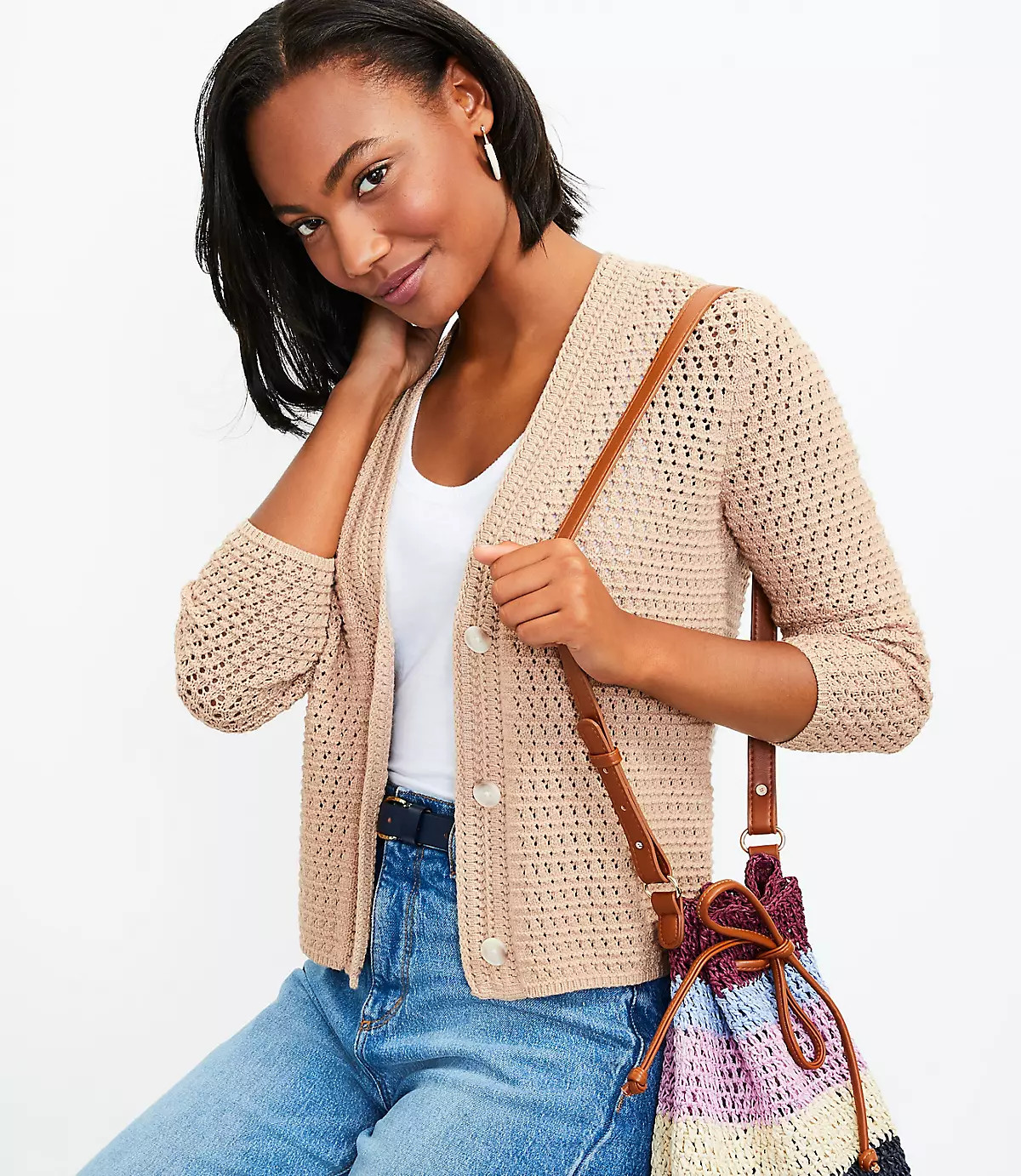 Crochet 3/4 Sleeve Cardigan | LOFT | LOFT