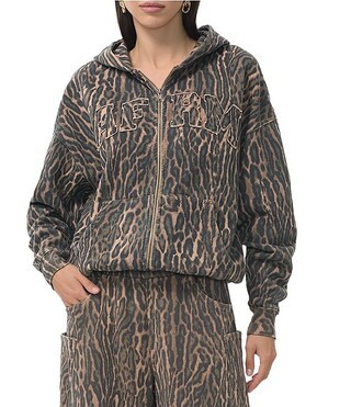 Cameron Coordinating Leopard Print Logo Zip Up Hoodie | Dillard's
