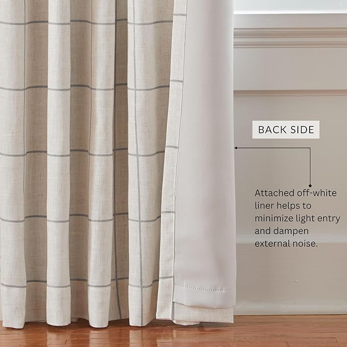 Elrene Home Fashions Brighton Windowpane Plaid Grid Blackout Window Curtain Panels/Drapes for Liv... | Amazon (CA)