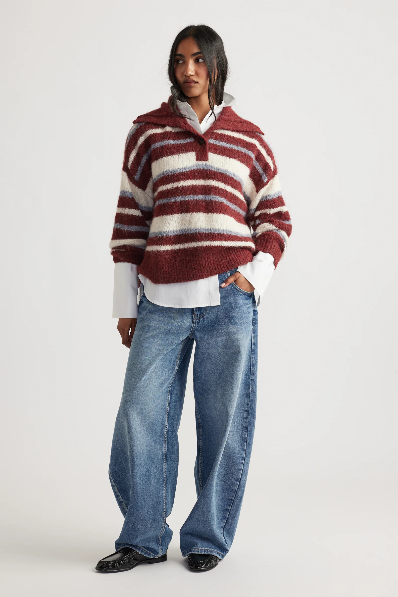 Riley Knit Polo - Plum Stripe | DECJUBA