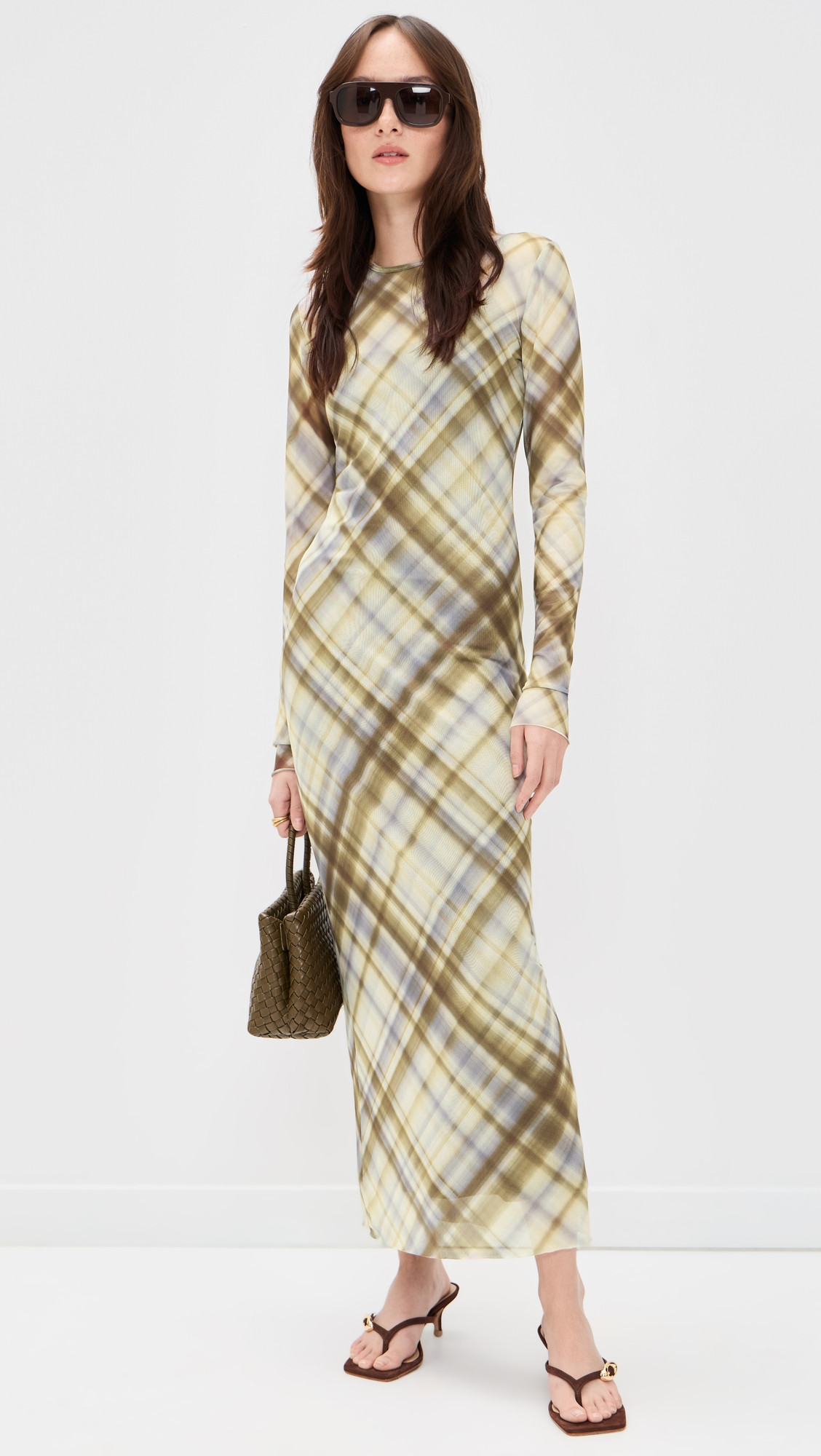 Rene Mesh Knit Dress - Whisper Plaid | Shopbop