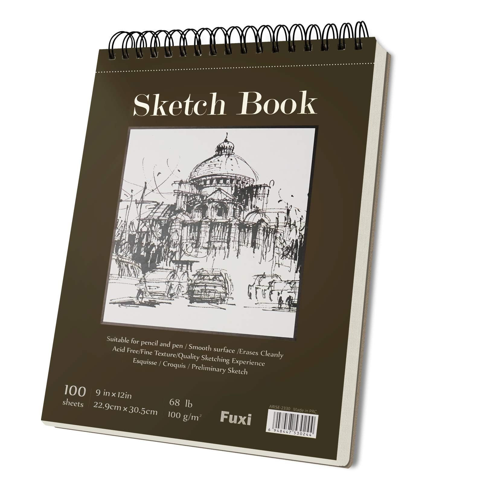 Fuxi 9" x 12" Sketch Book, Top Spiral Bound Sketch Pad, 100 Sheets 68lb/100gsm Acid-Free Drawing ... | Amazon (US)