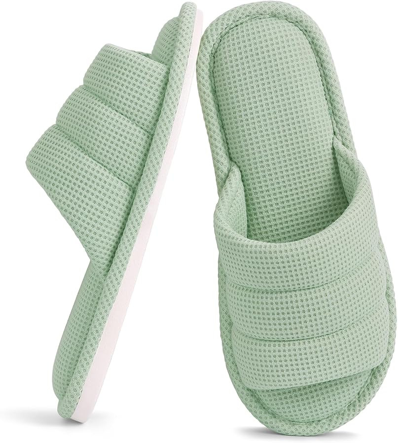 Shevalues Summer House Slippers for Women Men Breathable Waffle Indoor Slippers Slip-on Open Toe ... | Amazon (US)
