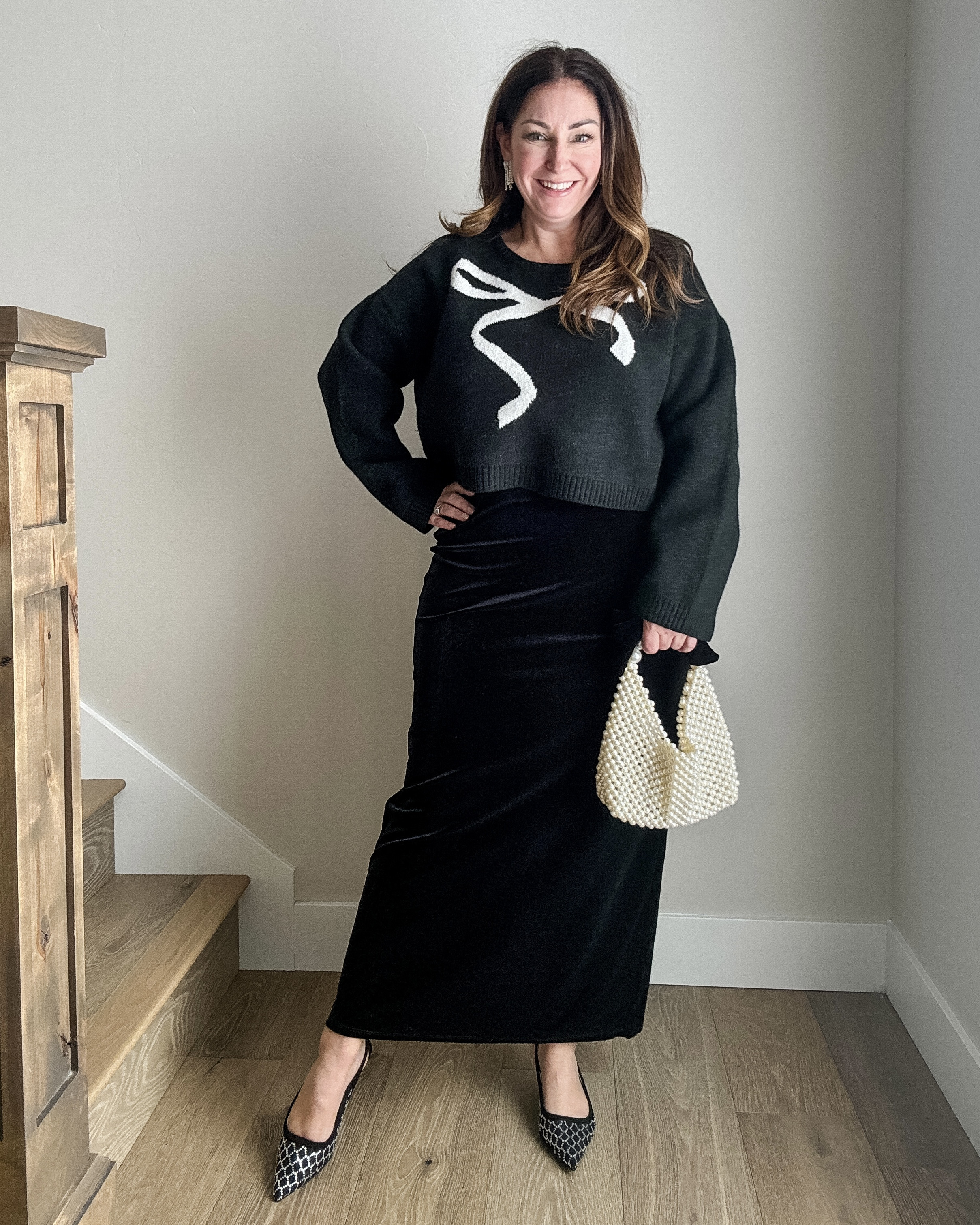 40% off sweater Holiday party look from Target with a trendy black bow sweater and velvet skirt with embellished heels
Fit Tip: Sweater tts, L but pretty cropped and Skirt tts, L

#targetstyle #christmas #newyears #holidaylook 

 

#LTKSaleAlert #LTKCyberWeek #LTKHoliday