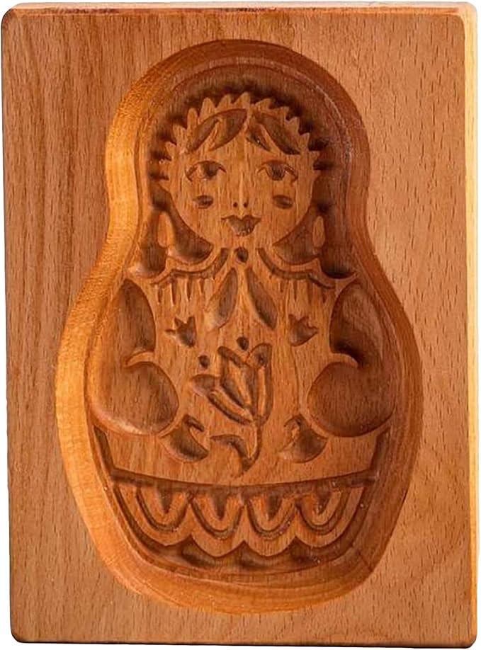 Traditional Wooden Cookie Mold, Beech Wood, Russian Matryoshka Doll Design, Decorative Baking Pre... | Amazon (US)