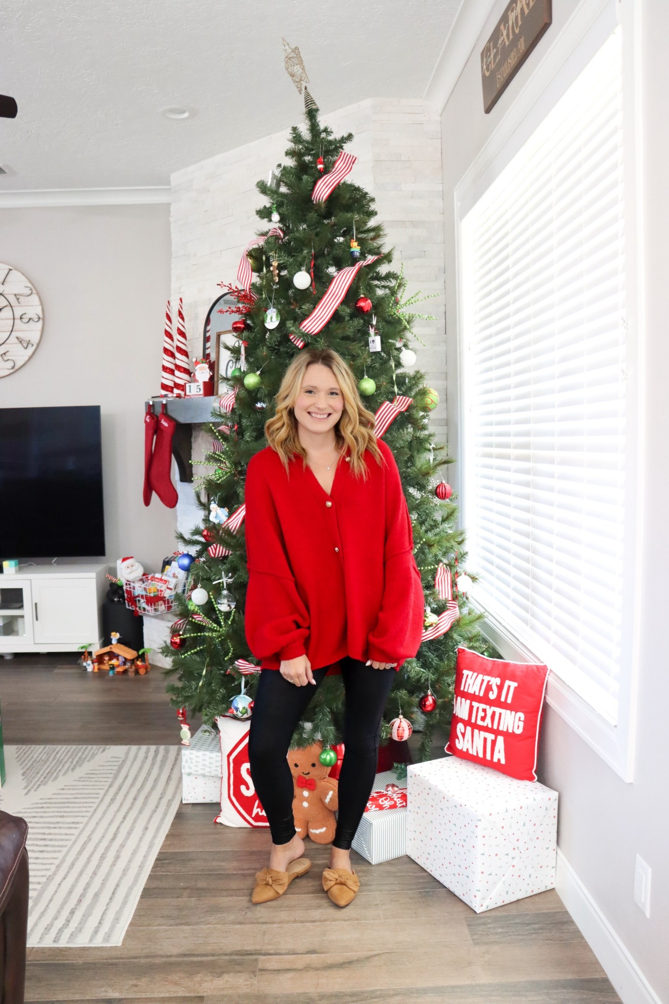 Holiday ootd! Loving this red cardigan from Amazon! So soft and cozy! 

#LTKSeasonal #LTKootd #LTKHoliday