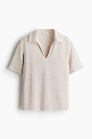 H & M - Knit Top with Collar - Beige | H&M (US + CA)