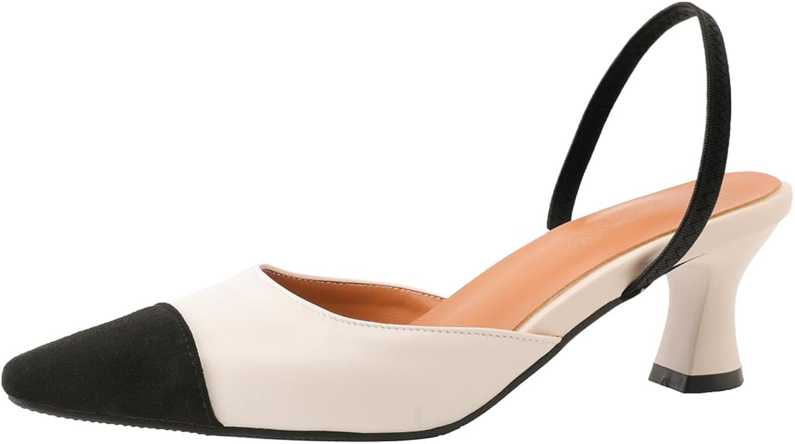 Black Pump Shoes Sling Back Heels Women Ankle Strap Pointed Toe Kitten Heel Comfy Cute Sandals | Amazon (US)