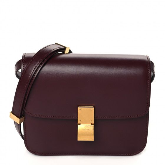 CELINE Box Calfskin Teen Classic Box Flap Bag Burgundy | FASHIONPHILE (US)