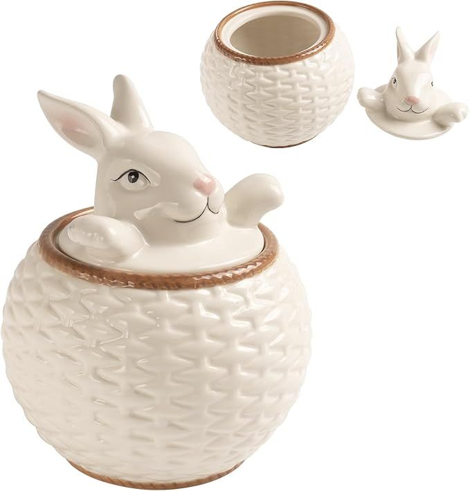 Geemuslly Ceramic Easter Bunny Cookie Jar with Lid Candy Dish Rabbit Bowl Serving Kitchen Counter... | Amazon (US)