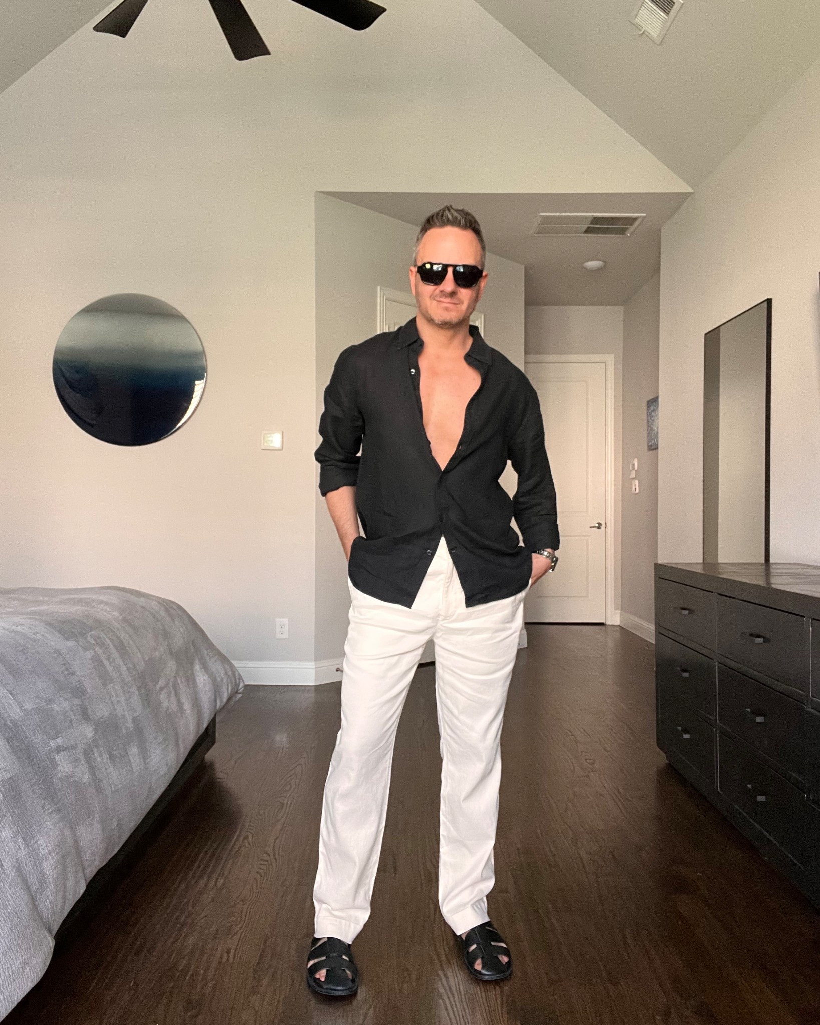 You can never go wrong with a black-and-white outfit for the summer. Especially if it’s a black linen shirt and white linen pants.

#LTKootd #LTKSeasonal #LTKMens