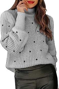 KIRUNDO Winter Women's Sweater Chunky Turtleneck Sweaters Pullover Warm Long Sleeve Polka Dot Loo... | Amazon (US)