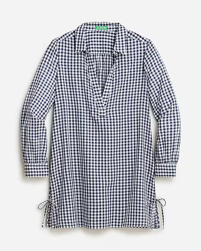 Cotton voile tunic cover-up in gingham | J. Crew US