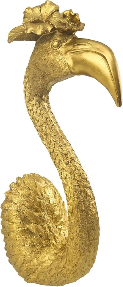 Gold Animal Heads Sculptures Wall Art - Resin Faux Flamingo for Home Wall Decor, Bird Wall Hangin... | Amazon (US)