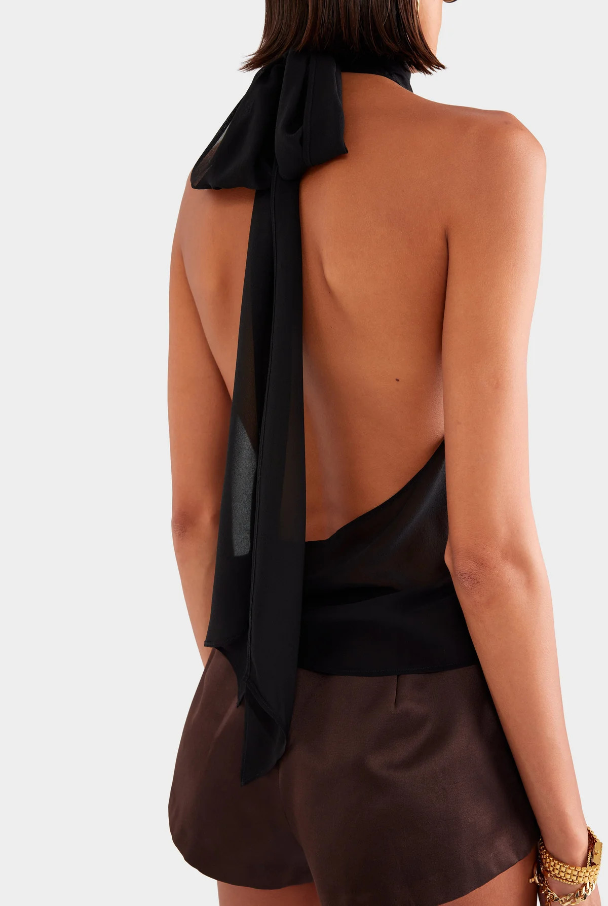 Womens Silk Halter Top Black | Venroy | Venroy AU