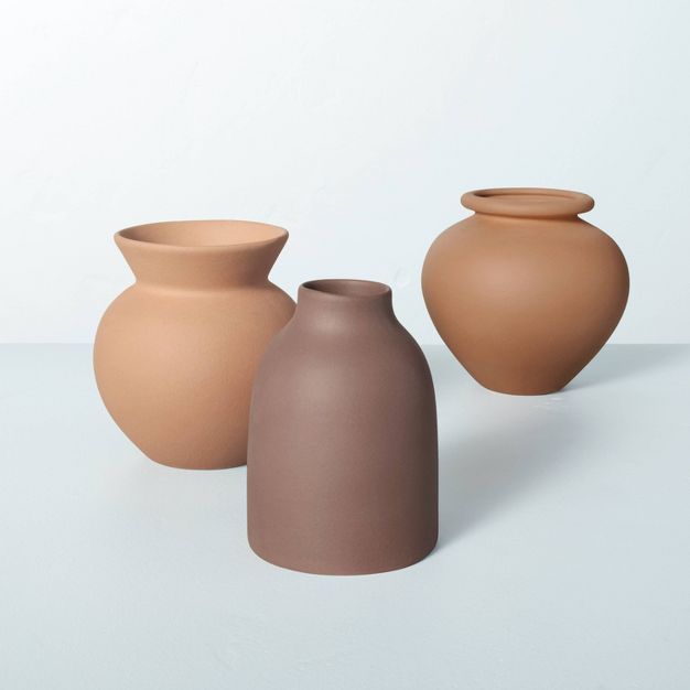 4&#34; Round Ceramic Bud Vase with Flared Rim Light Brown - Hearth &#38; Hand&#8482; with Magnoli... | Target