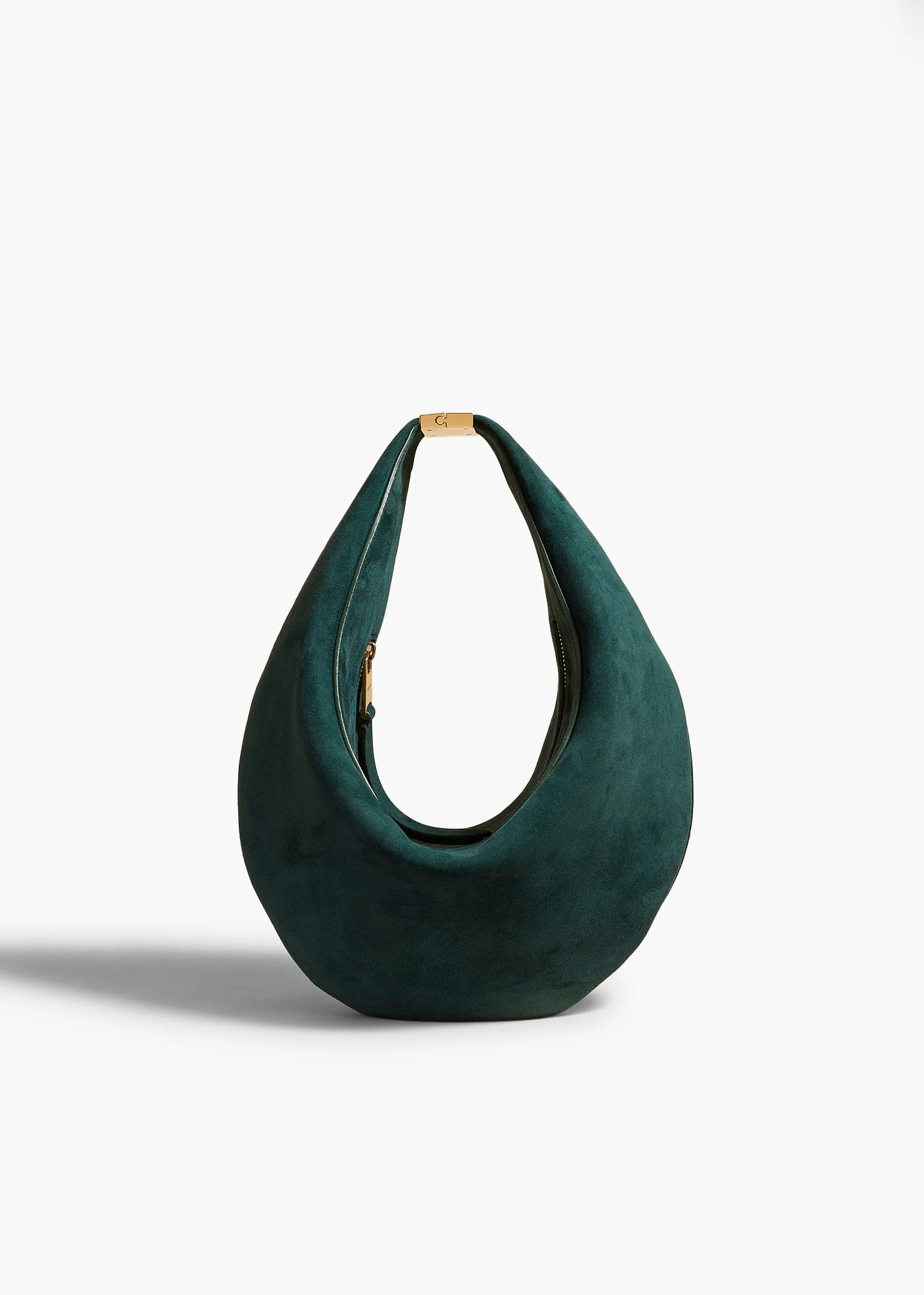 Small Olivia Hobo with Hardware in English Green Suede | Khaite
