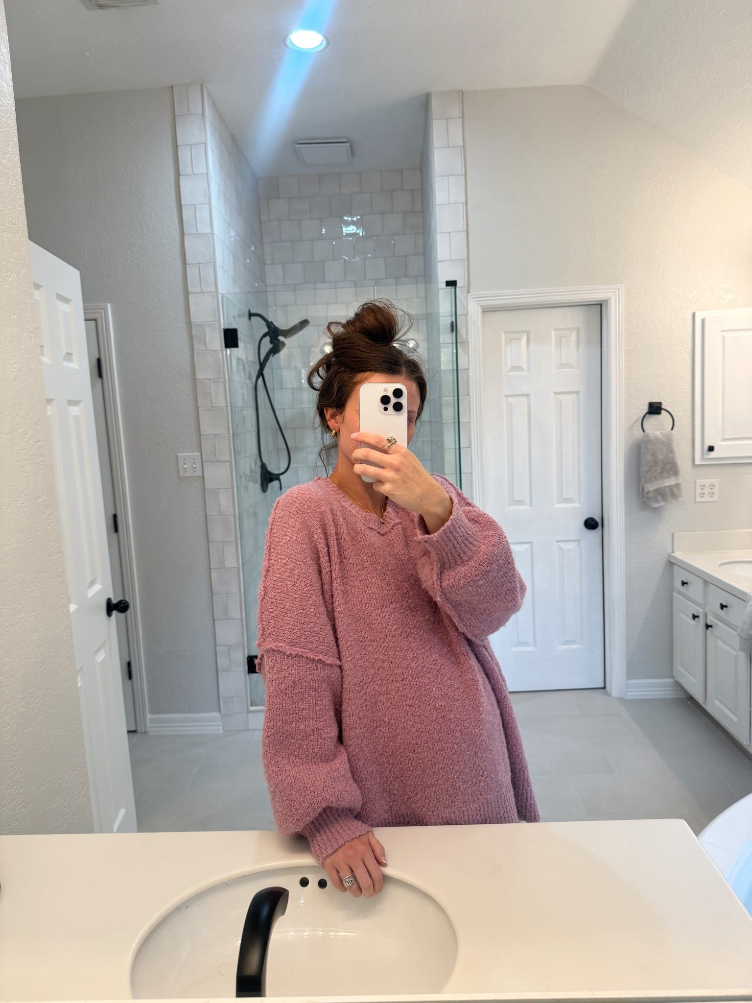 My favorite recent purchase, the perfect oversized sweater! Sized up to a M for the growing bump! 🤍

#LTKBump #LTKFindsUnder100 #LTKootd
