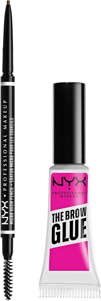 NYX PROFESSIONAL MAKEUP Micro Brow Pencil (Ash Brown) + Brow Glue (Clear), 2-Pack Bundle | Amazon (US)