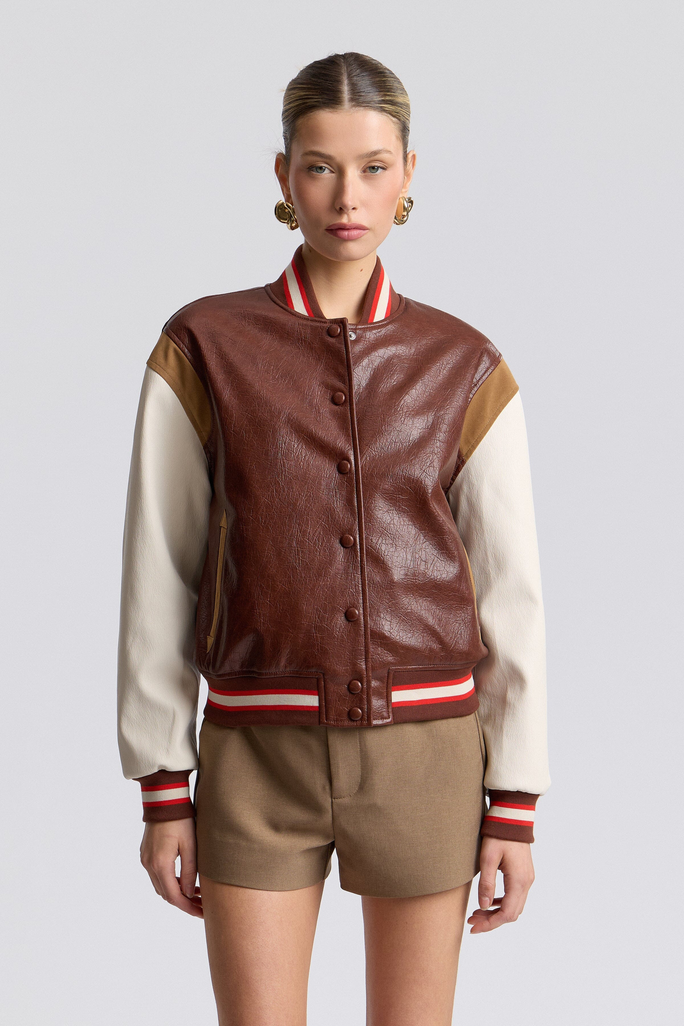 Faux-Ever Leather™ Logo Varsity Jacket | Avec Les Filles