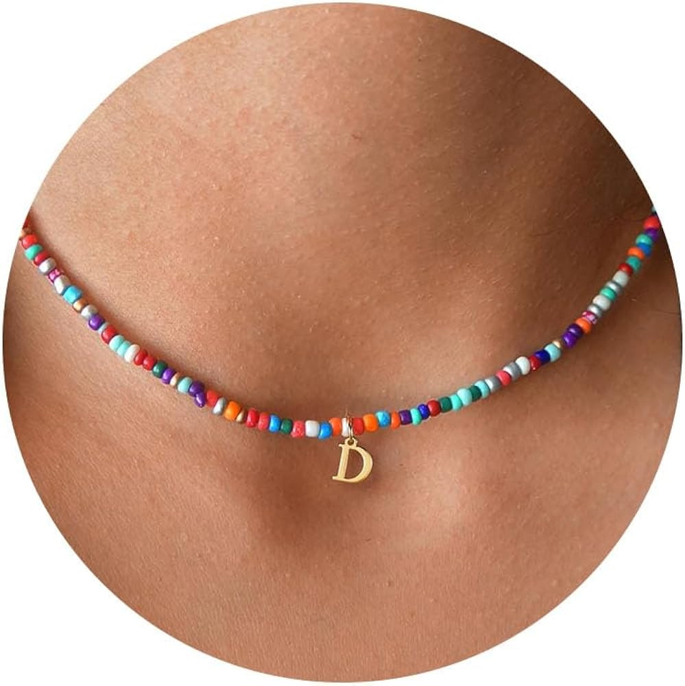 Yoosteel Valentines Gifts for Kids Teen Girls - Colorful Beaded Initial Necklaces for Women Kids ... | Amazon (US)