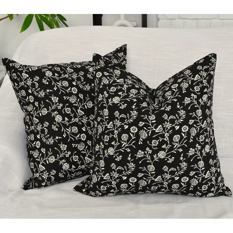 Oveesha Floral Pillow Covers Vintage Flowers On Vine Design, Cotton Cushion Cover With Botanical ... | Wayfair North America
