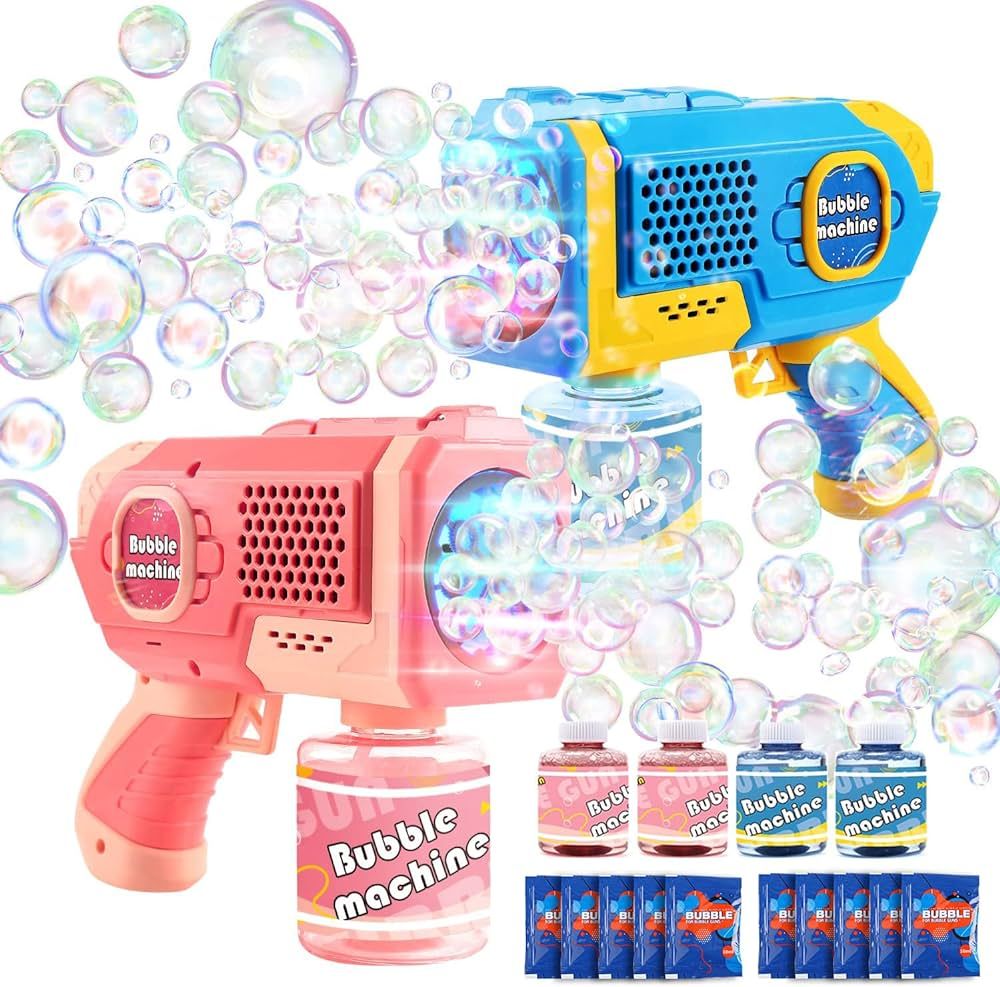 EagleStone 2 Pack Bubble Gun Machine for Kids, Automatic Light Up Bubble Blower with 4 Bottles 10... | Amazon (US)