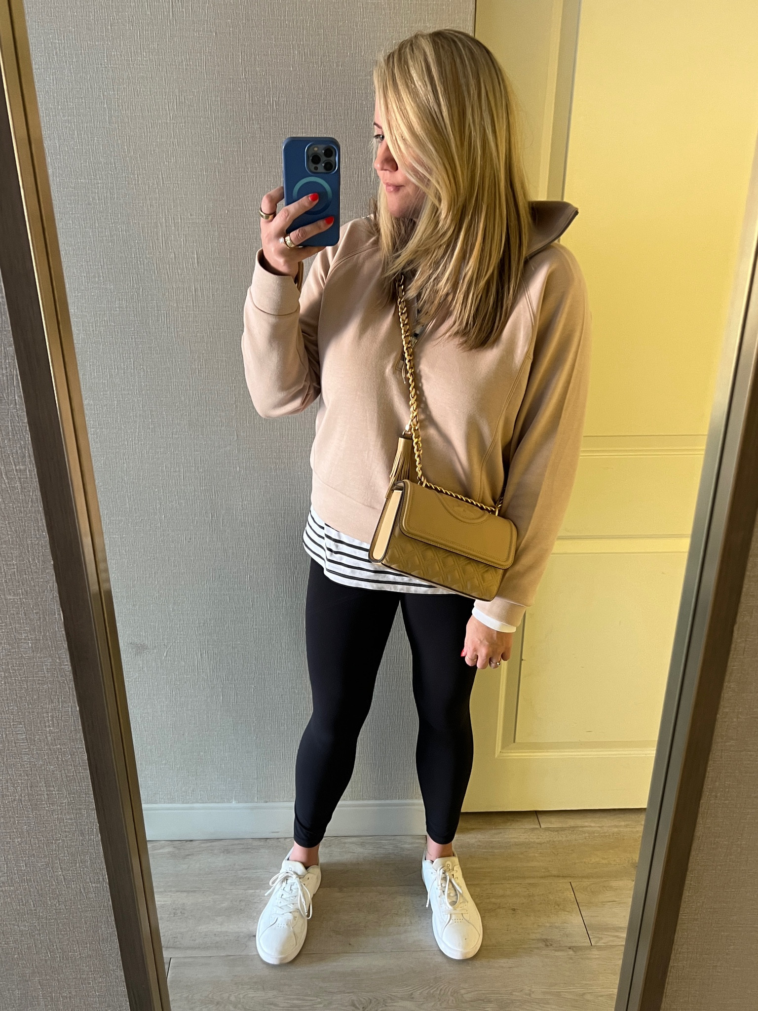 Travel ootd, travel outfit, travel style, travel fashion, spanx sweatshirt, spanx air essentials, align leggings, Tory Burch crossbody

#LTKtravel #LTKitbag #LTKstyletip