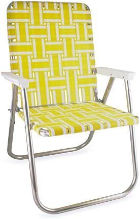 Lawn Chair USA Aluminum Webbed Chair (Classic, Yellow and White with White Arms) | Amazon (US)