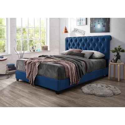 Cottman Upholstered Standard Bed House of Hampton® Color: Blue, Size: King | Wayfair North America