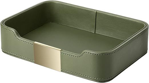 SANZIE Luxury Leather Tray Desktop Storage Catchall Organizer Decorative Tray for Entryway Table ... | Amazon (US)