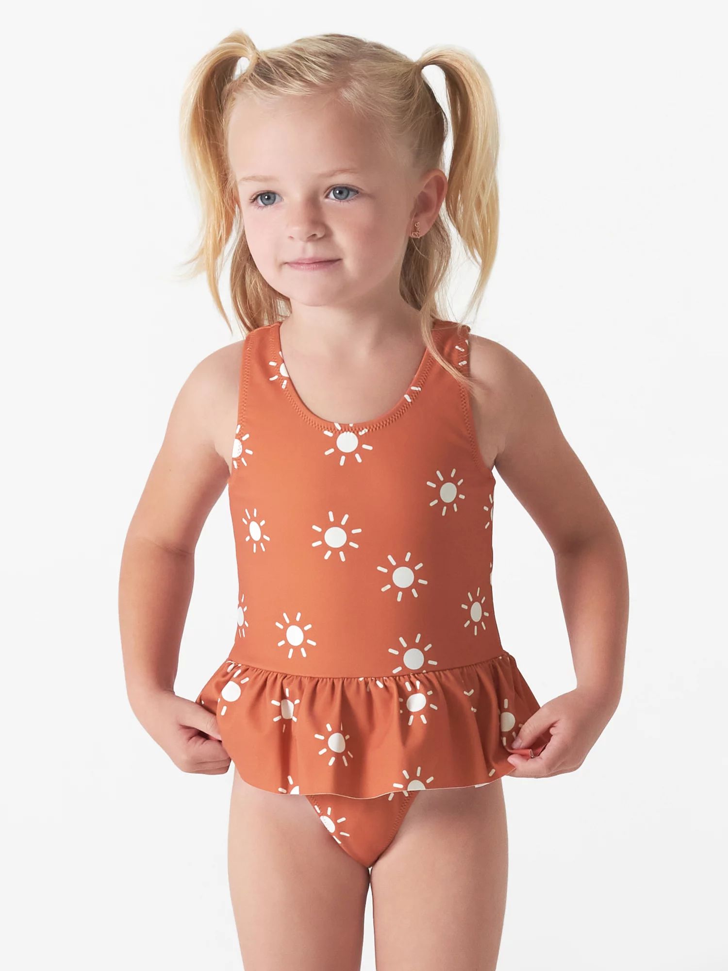 Modern Moments by Gerber Baby and Toddler Girl One-Piece Ruffle Swimsuit with UPF 50+, Sizes 12M-... | Walmart (US)