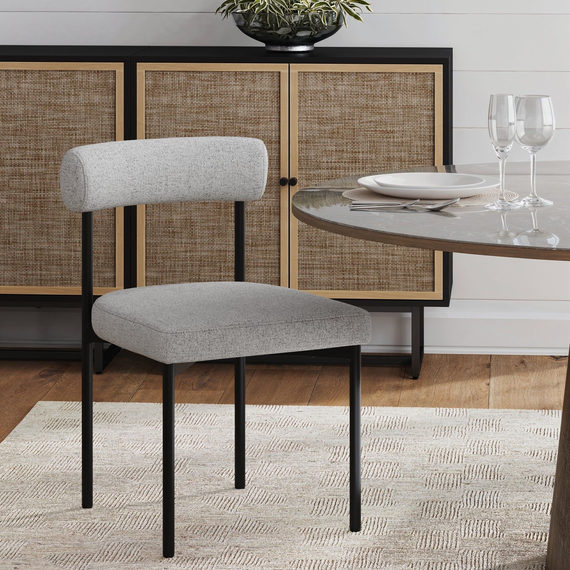Metal Upholstered Modern Dining Chair Gray | Nathan James