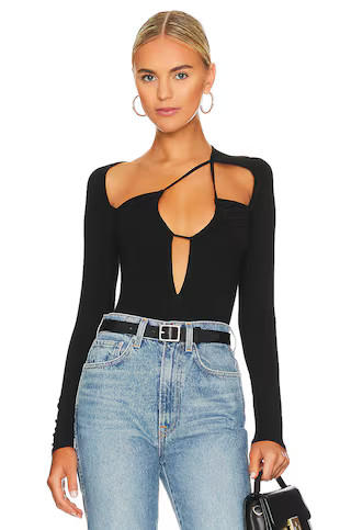 Aranza Ruched Bodysuit in Black | Revolve Clothing (Global)