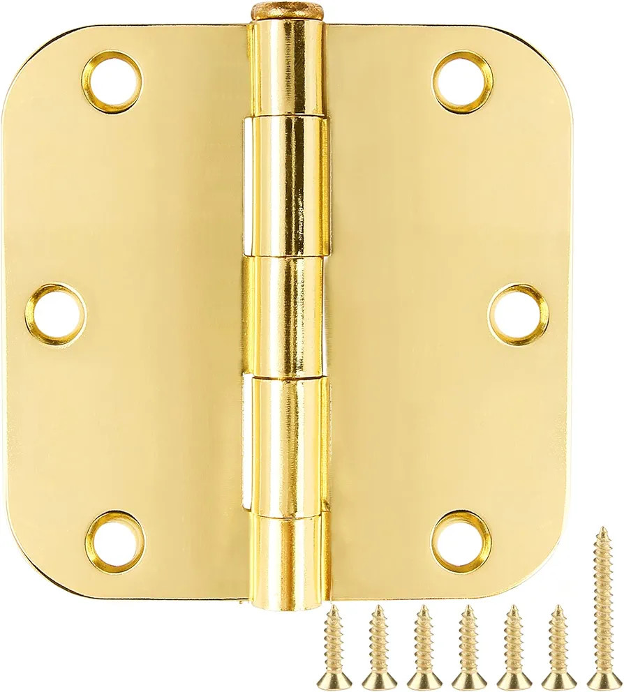 Door Hinges Polished Brass 3.5 Inch Door Hinges Gold 12 Pack 5/8" Radius Corners 3-1/2 Interior D... | Amazon (US)
