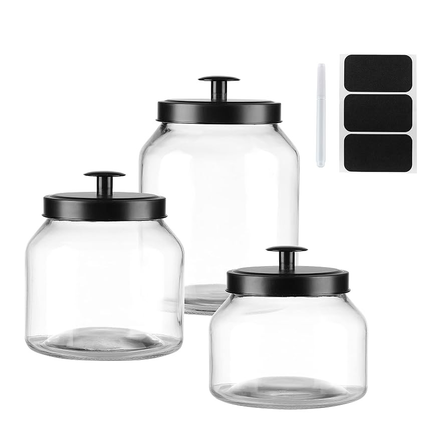 Hyperspace Clear Glass Kitchen Canister Set, Cookie Jar, Food Storage Container, Bathroom Jar wit... | Amazon (US)