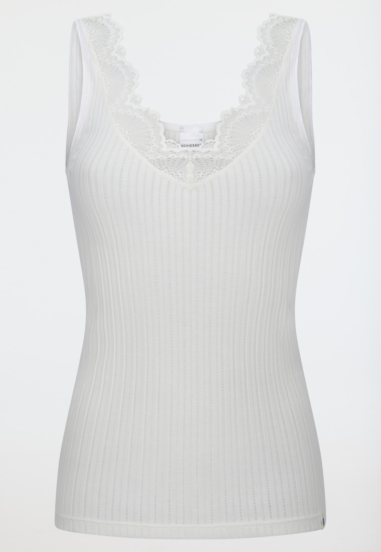 Tr\u00e4gertop Feinripp Nadelzug Spitze off-white - Revival Marie | SCHIESSER | schiesser.com DE