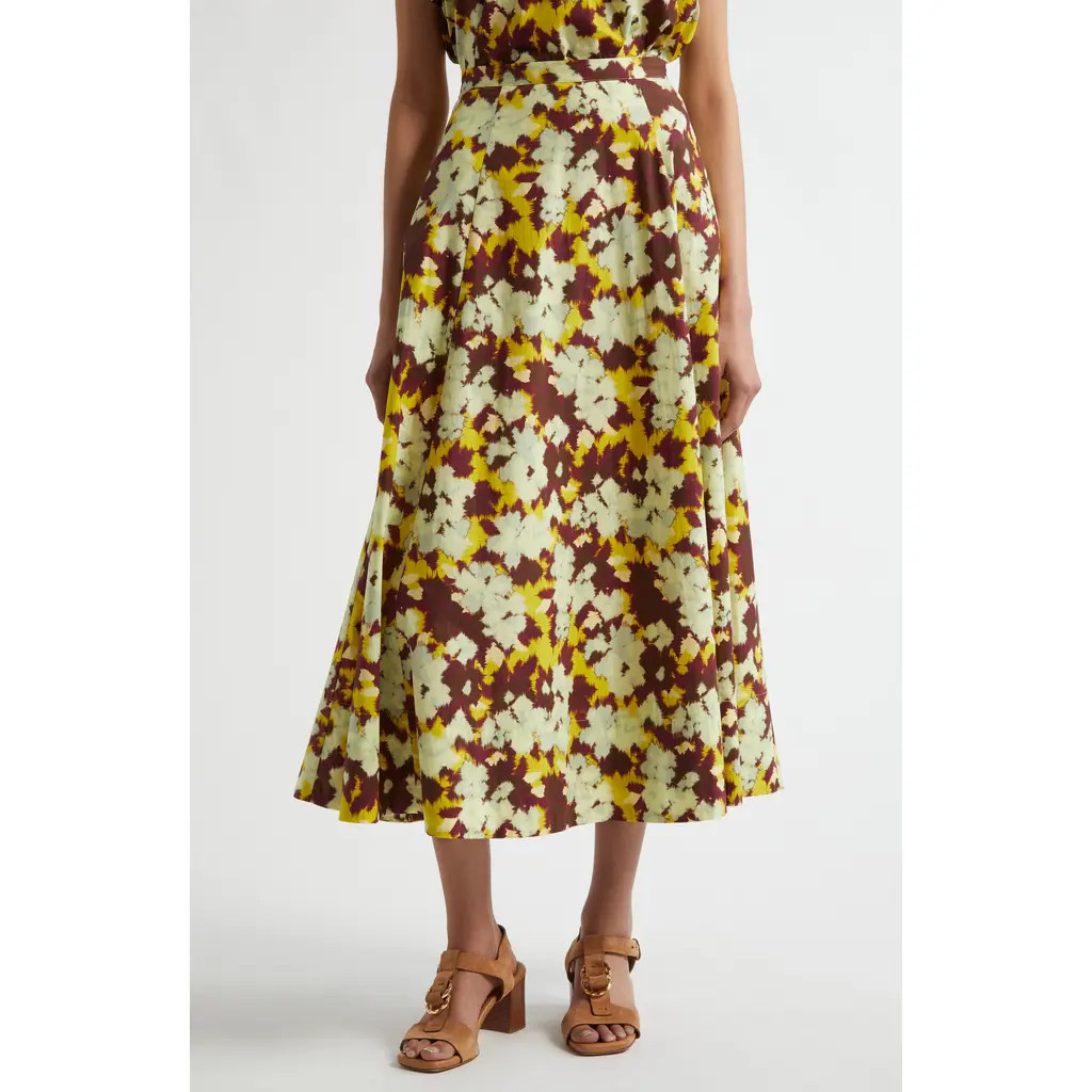 Ulla Johnson Vianne Floral Cotton Skirt in Acacia at Nordstrom Rack, Size 0 | Nordstrom Rack