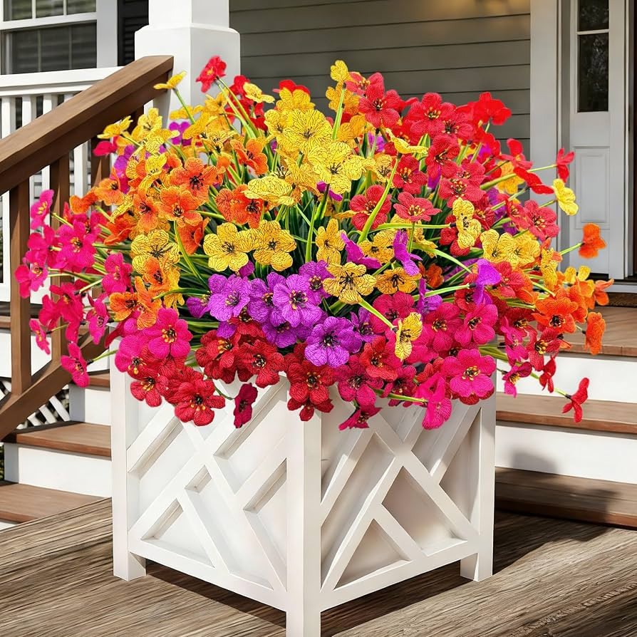 20 Bundles Artificial Flowers for Outdoors,No Fade Fake Silk Flowers with Plastic Plants ,Faux re... | Amazon (US)