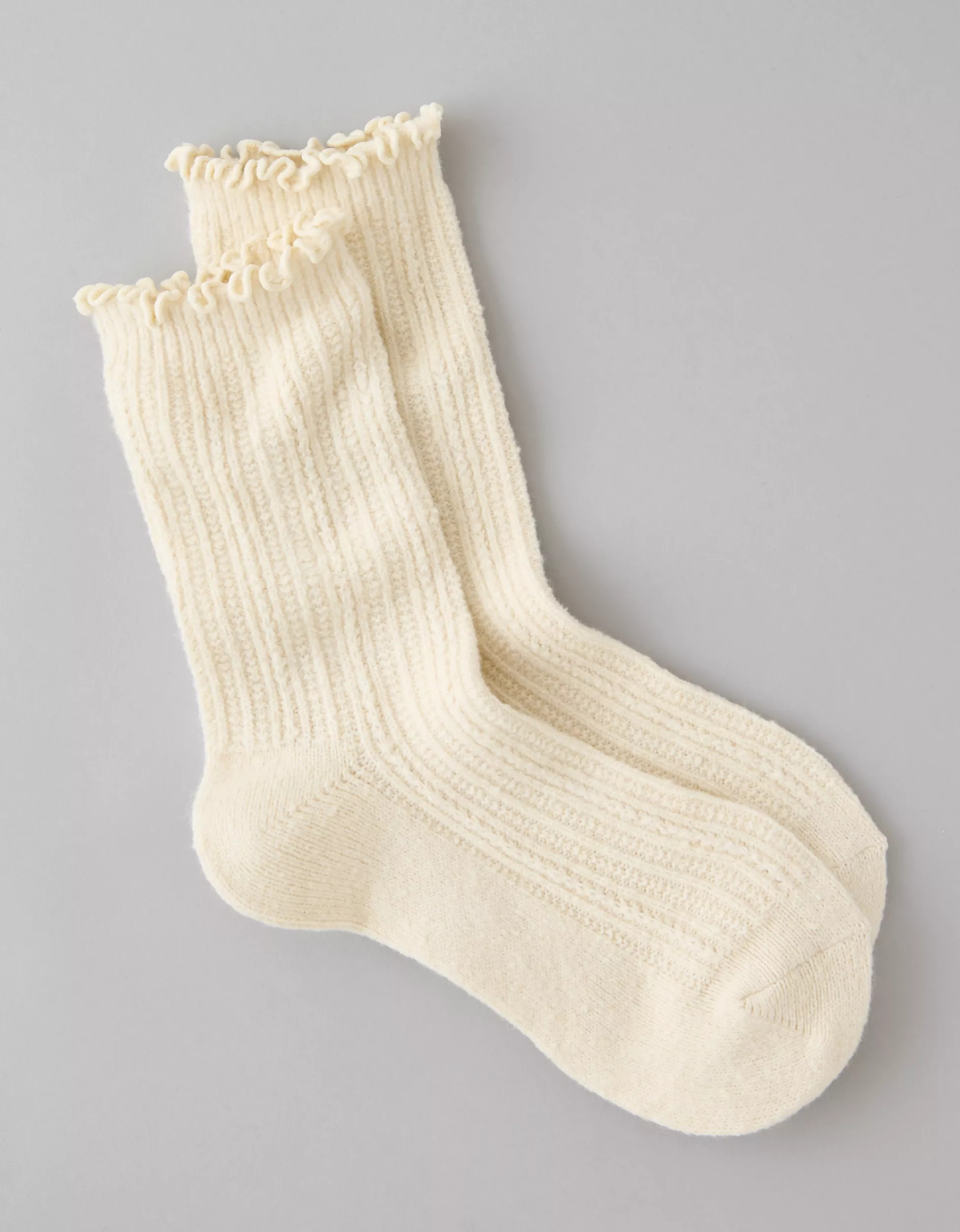AE Cozy Pointelle Crew Socks | American Eagle Outfitters (US & CA)