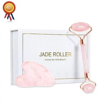 (Gift Set) Rose Quartz Facial Jade Roller - Gua Sha Gift Set - Jade Roller - Face Roller Eyes Face & | Walmart (US)