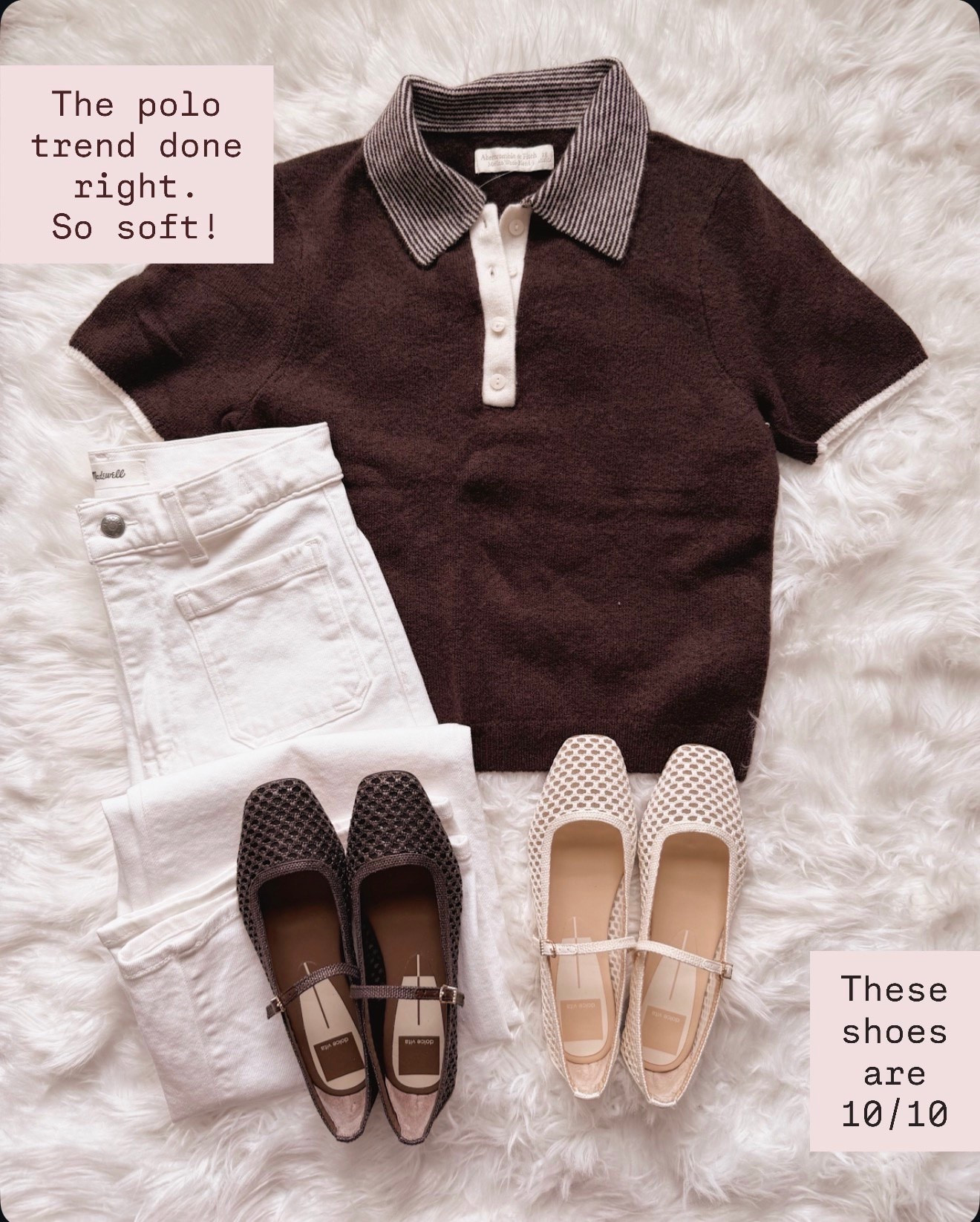 The polo trend done right. This one is incredibly soft and pairs perfectly with white denim and my favorite flats.

polo sweater outfit women, polo collar top trend, brown polo sweater outfit, white jeans outfit ideas, neutral spring outfit women, casual chic everyday style, women’s spring fashion, comfortable stylish flats

#LTKSeasonal #LTKWorkwear #LTKOver40