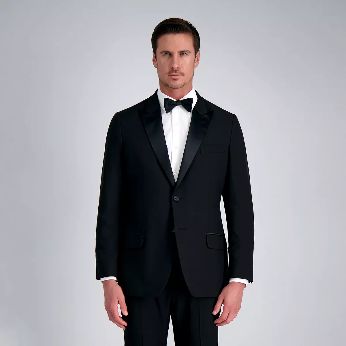 Men's Haggar Premium Comfort Peak Lapel Tailored-Fit Black Tuxedo Jacket | Kohl's