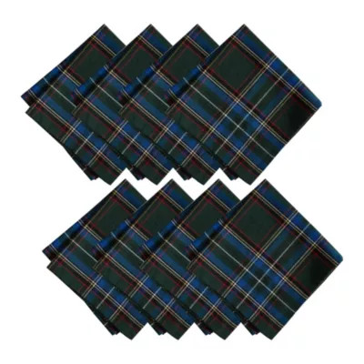 Elrene Stowe Tartan Holiday Plaid Cotton Napkins, Set of 8, Green | Belk