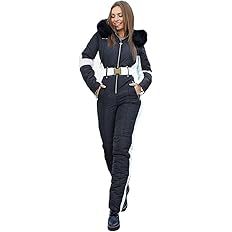 GIBLY Womens Winter Onesies Ski Jumpsuits Outdoor Sports Waterproof Snowsuit Removable Fur Collar... | Amazon (US)