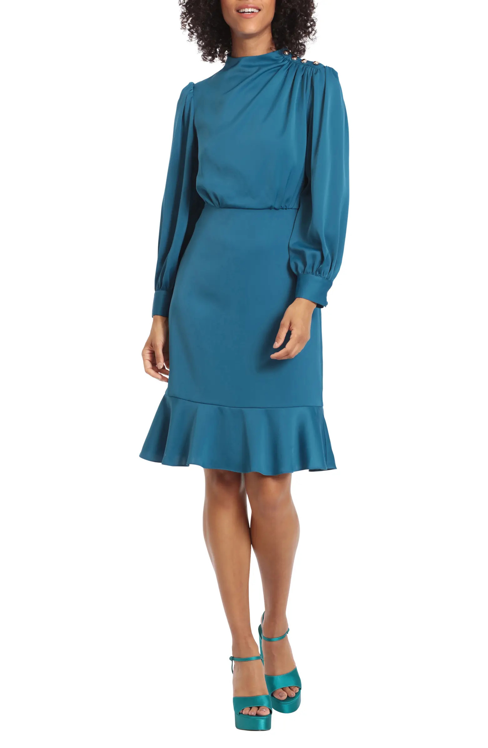 Long Sleeve Ruffle Hem Dress | Nordstrom Rack