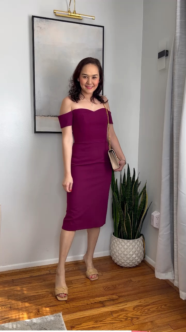 open lace back dress Dress The Population Bailey Off-The-Shoulder Sheath Dress main image 0